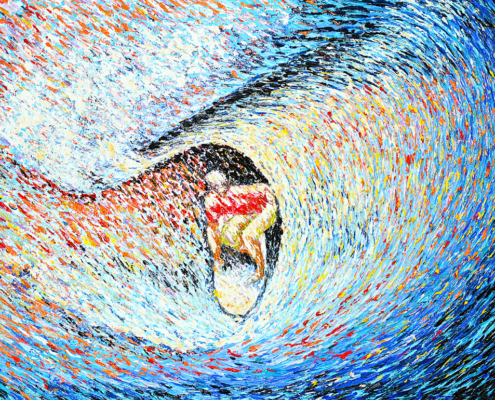 Le surfiste Huile sur toile 1,20m X 1,0m peinture a huile 1,20m X 1m