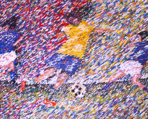 Le foot Bresil x Italie huile sur toile 1,20m X 1,0m Peinture a L'huile sur toile